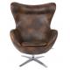 Fotel EGG SZEROKI PU brąz vintage czekolada