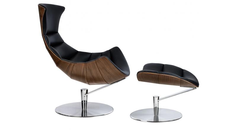 Fotel HOMMER z podnóżkiem czarny