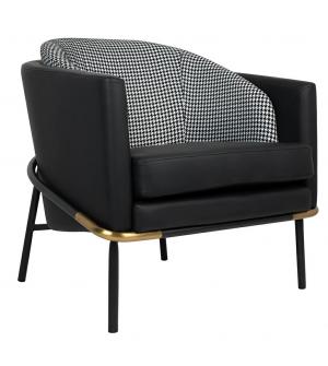 Fotel GUBI czarny PU / pepitka