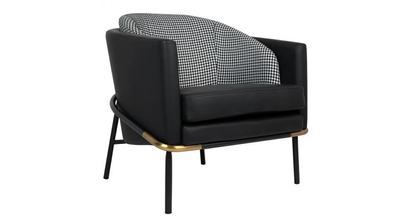 Fotel GUBI czarny PU / pepitka