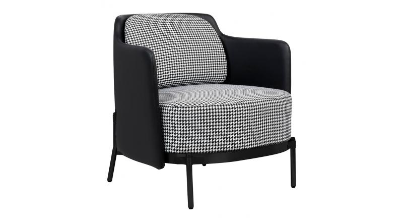 Fotel VENICE BLACK czarny PU / pepitka