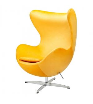 Fotel EGG CLASSIC VELVET żółty - welur, podstawa aluminiowa
