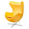 Fotel EGG CLASSIC VELVET żółty - welur, podstawa aluminiowa