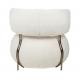 Fotel LOW TEDDY biały - tkanina teddy, podstawa mosiądz