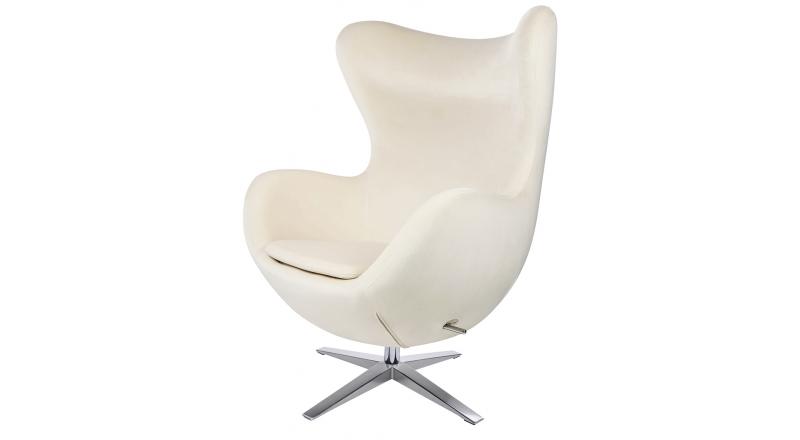 Fotel EGG SZEROKI VELVET beżowy.56 - welur, podstawa stal