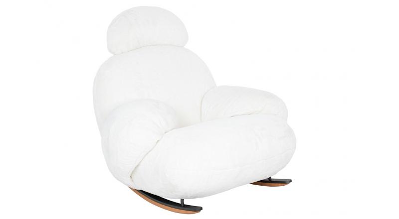 Fotel bujany PLUSH FUR biały