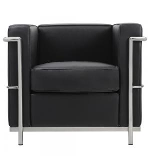 Fotel SOFT LC2 czarny - włoska skóra naturalna, chrom