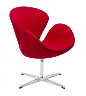 Fotel SWAN WOOL PREMIUM czerwony - wełna, podstawa stal