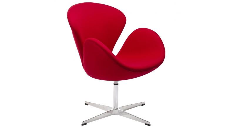Fotel SWAN WOOL PREMIUM czerwony - wełna, podstawa stal