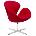 Fotel SWAN WOOL PREMIUM czerwony - wełna, podstawa stal