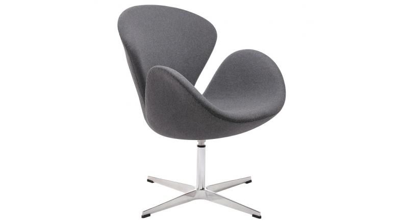 Fotel SWAN WOOL PREMIUM szary - wełna, podstawa stal
