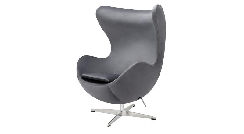 Fotel EGG CLASSIC VELVET ciemny szary - welur, podstawa aluminiowa