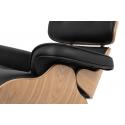 Fotel LOUNGE czarny, sklejka jesion - skóra naturalna