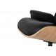 Fotel LOUNGE czarny, sklejka jesion - skóra naturalna