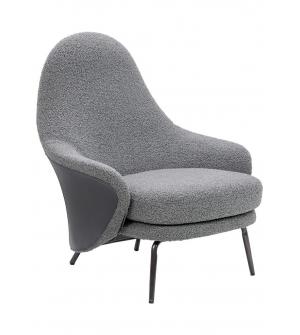 Fotel LOBBY TEDDY szary - stal nierdzewna, czarny opal