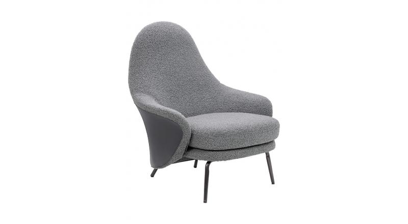 Fotel LOBBY TEDDY szary - stal nierdzewna, czarny opal