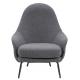 Fotel LOBBY TEDDY szary - stal nierdzewna, czarny opal