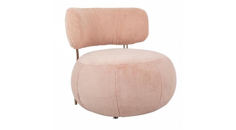 Fotel LOW TEDDY PINK różowy