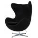 Fotel EGG CLASSIC czarny.30 - wełna, podstawa aluminiowa