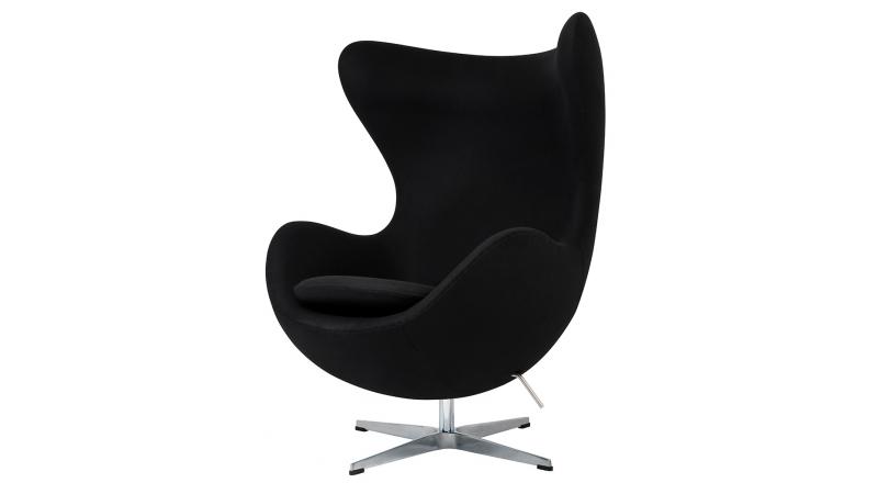 Fotel EGG CLASSIC czarny.30 - wełna, podstawa aluminiowa