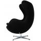 Fotel EGG CLASSIC czarny.30 - wełna, podstawa aluminiowa
