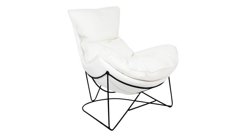 Fotel OTILIA STAND TEDDY biały PU