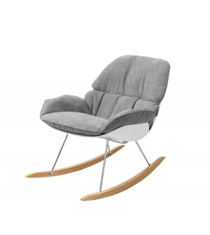 Fotel bujany NINO jasny szary - tkanina, płozy bukowe