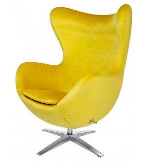 Fotel EGG SZEROKI VELVET żółty.20 - welur, podstawa stal