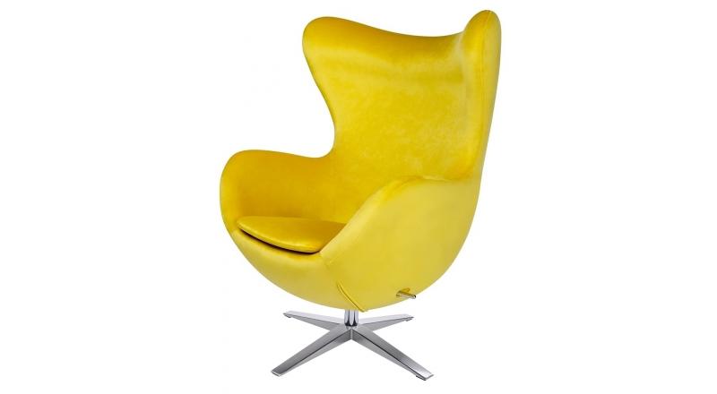 Fotel EGG SZEROKI VELVET żółty.20 - welur, podstawa stal