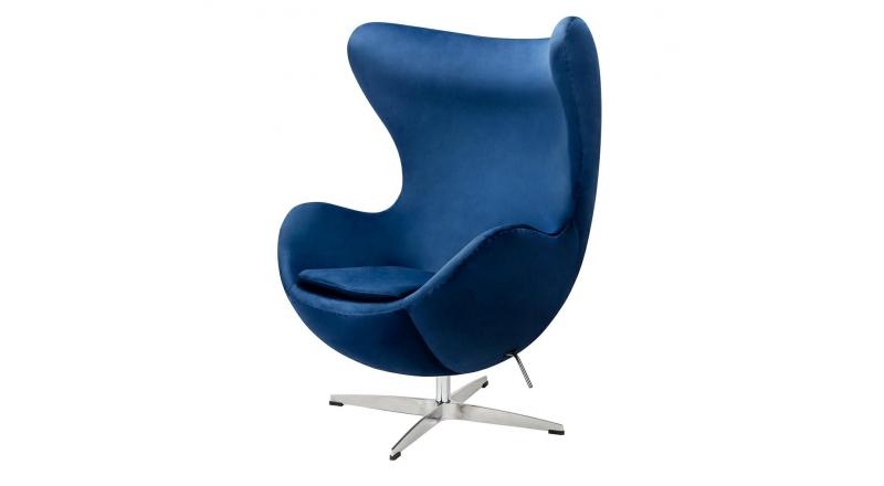 Fotel EGG CLASSIC VELVET granatowy - welur, podstawa aluminiowa