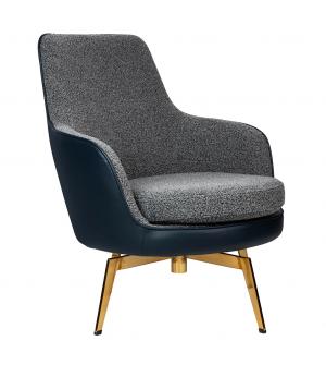 Fotel obrotowy TORO - ekoskóra, tkanina teddy, złota podstawa