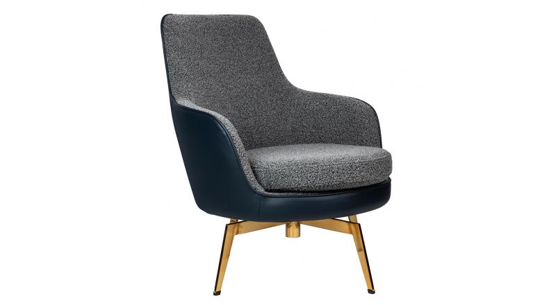 Fotel obrotowy TORO - ekoskóra, tkanina teddy, złota podstawa