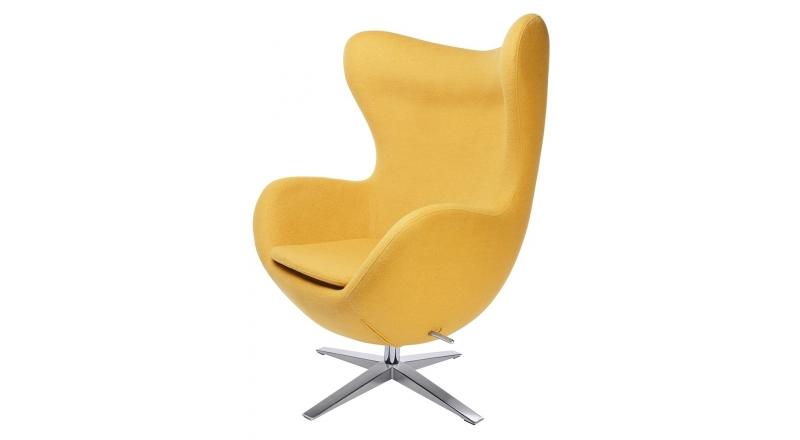Fotel EGG SZEROKI musztardowy.13 - wełna, podstawa stal