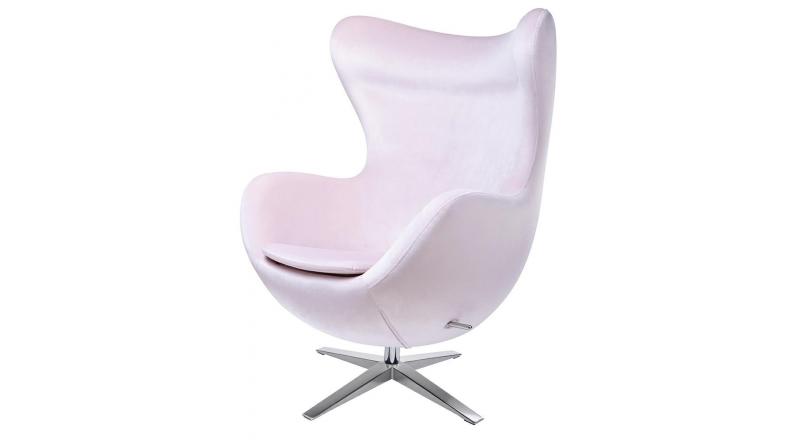 Fotel EGG SZEROKI VELVET jasny róż.30 - welur, podstawa stal