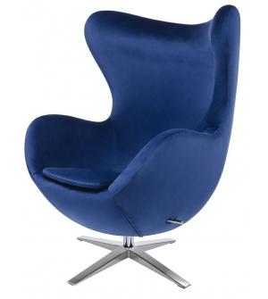 Fotel EGG SZEROKI VELVET ciemny niebieski.49 - welur, podstawa stal