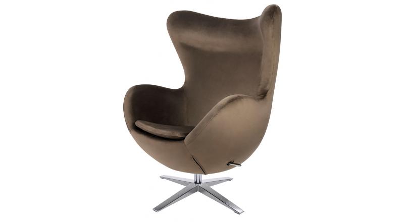 Fotel EGG SZEROKI VELVET ciemny brąz.81 - welur, podstawa stal