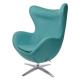 Fotel EGG SZEROKI turkusowy.12 - wełna, podstawa stal