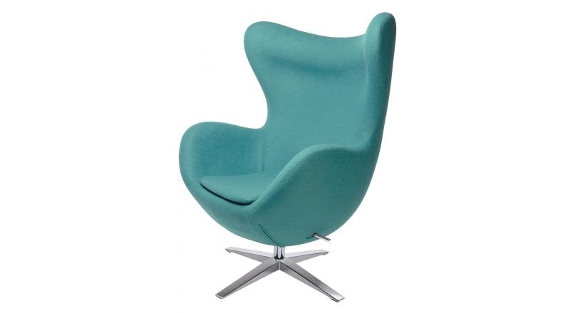 Fotel EGG SZEROKI turkusowy.12 - wełna, podstawa stal