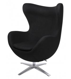 Fotel EGG SZEROKI czarny.4 - wełna, podstawa stal