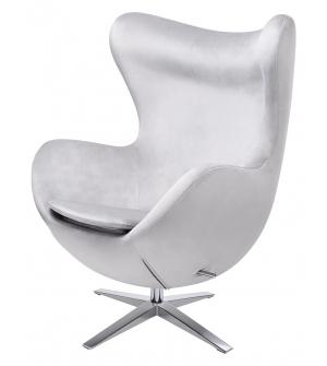 Fotel EGG SZEROKI VELVET jasny szary.37 - welur, podstawa stal