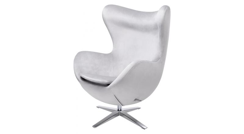 Fotel EGG SZEROKI VELVET jasny szary.37 - welur, podstawa stal