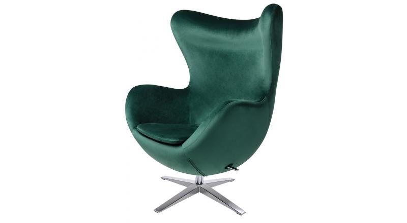 Fotel EGG SZEROKI VELVET ciemny zielony. 18 - welur, podstawa stal