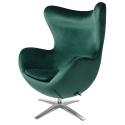 Fotel EGG SZEROKI VELVET ciemny zielony. 18 - welur, podstawa stal