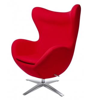 Fotel EGG SZEROKI czerwony.1 - wełna, podstawa stal