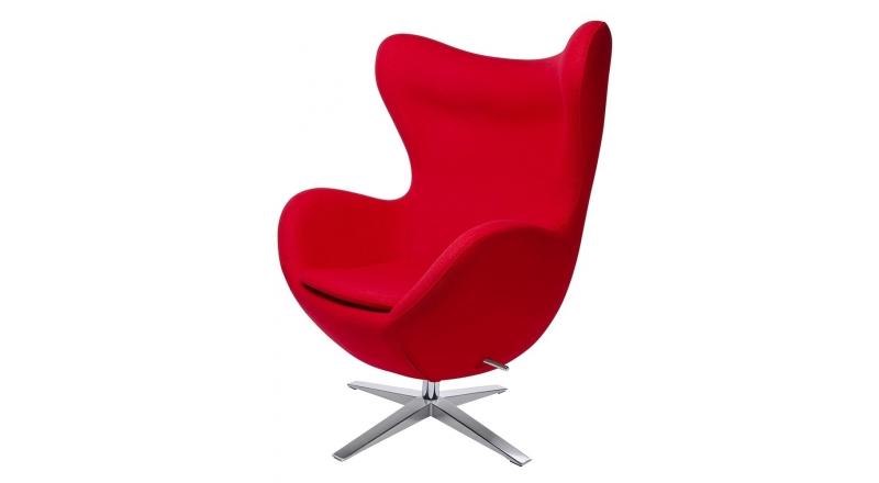 Fotel EGG SZEROKI czerwony.1 - wełna, podstawa stal