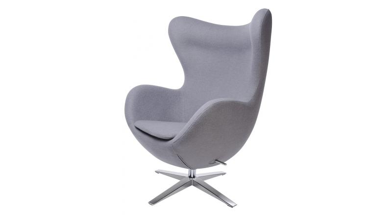 Fotel EGG SZEROKI szary.18 - wełna, podstawa stal