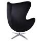 Fotel EGG SZEROKI VELVET czarny.50 - welur, podstawa stal