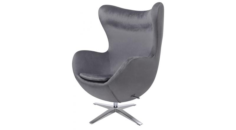 Fotel EGG SZEROKI VELVET ciemny szary. 40 - welur, podstawa stal