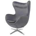 Fotel EGG SZEROKI VELVET ciemny szary. 40 - welur, podstawa stal