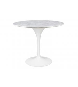Stół TULIP MARBLE 90 CARRARA biały - blat okrągły marmurowy, metal